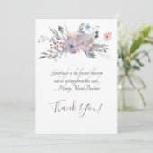 Carte De Remerciements Jet floral d'aquarelle sensible (Debout devant)