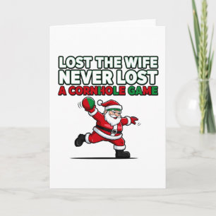 Carte De Remerciements Jeu de cornhole de Noël avec Santa Citation drôle 