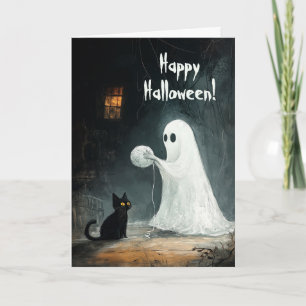 Carte De Remerciements Jeu de fantôme et de chat noir