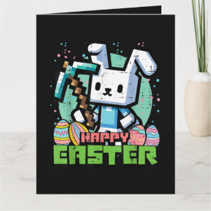 Carte De Remerciements Jeu de pixels de lapin de Pâques joyeux 