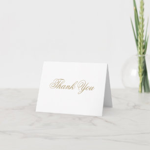 Carte De Remerciements Jeu d'engagement Classique Script Chic Blanc Or