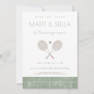 Carte De Remerciements Jeu Match Tennis Twin Premier Anniversaire invitat