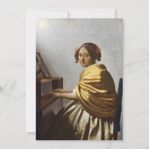 Carte De Remerciements Johannes Vermeer - Jeune femme assise à Virginal