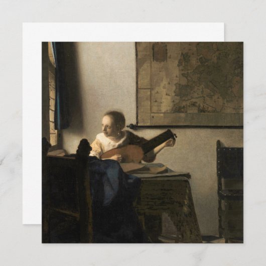 Carte De Remerciements Johannes Vermeer - Jeune femme avec un trait (Devant / Derrière)
