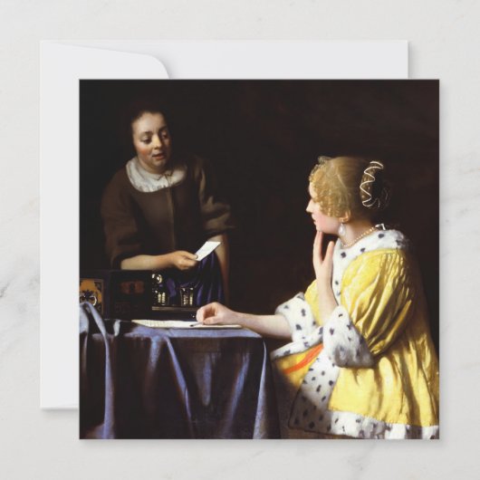 Carte De Remerciements Johannes Vermeer - Maîtresse et domestique (Devant)