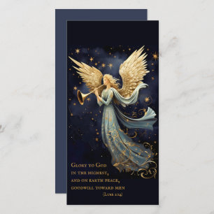 Carte De Remerciements Joie céleste en Signet de Noël Angel bleu