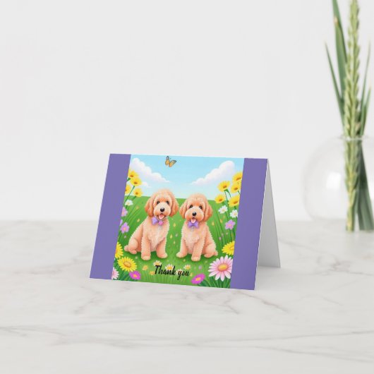 Carte De Remerciements Joli Adorable Goldendoodle (Devant)