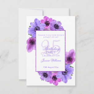 Carte De Remerciements Joli Anemones Floral 25e anniversaire