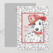 Carte De Remerciements Joli Anniversaire au Dalmatien Pompiers (Devant / Derrière)
