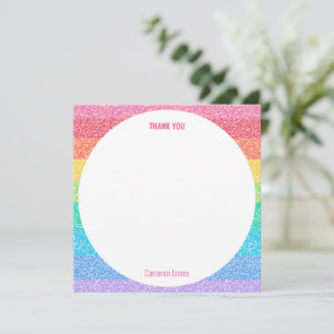Carte De Remerciements Joli Anniversaire Personnalisé Arc-en-Ciel Paillet