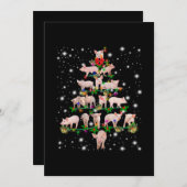 Carte De Remerciements Joli Arbre De Noël De Cochon Couvert De Flamme De (Devant / Derrière)