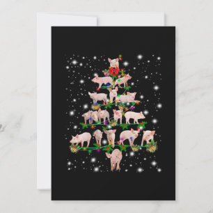 Carte De Remerciements Joli Arbre De Noël De Cochon Couvert De Flamme De 