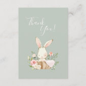 Carte De Remerciements Joli Baby shower Bunny vert (Devant)