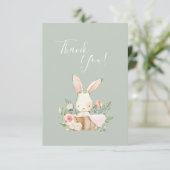 Carte De Remerciements Joli Baby shower Bunny vert (Debout devant)
