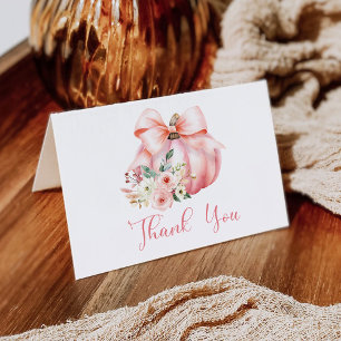 Carte De Remerciements Joli Baby shower Citrouille rose
