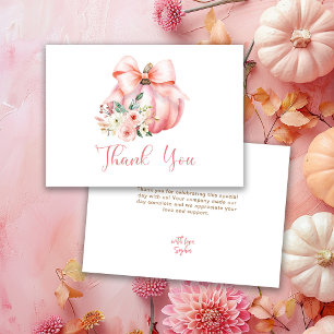 Carte De Remerciements Joli Baby shower Citrouille rose
