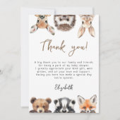 Carte De Remerciements Joli Baby shower d'animaux de forêts modernes (Devant)