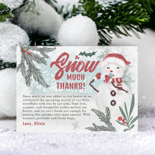 Carte De Remerciements Joli baby shower de neige de pin vert d'hiver