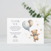 Carte De Remerciements Joli Baby shower Garçon Teddy Bear (Debout devant)