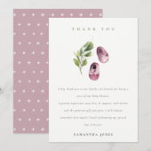 Carte De Remerciements Joli Baby shower Rose rose Fille Chaussures Foliag (Devant / Derrière)