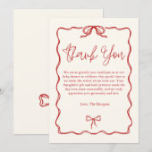 Carte De Remerciements Joli Baby shower rouge Vintage (Devant / Derrière)