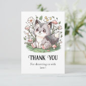 Carte De Remerciements Joli Baby shower Wolf (Debout devant)