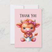 Carte De Remerciements Joli bébé ajouter le message fille Highland vache (Devant)