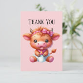 Carte De Remerciements Joli bébé ajouter le message fille Highland vache (Debout devant)