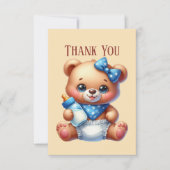 Carte De Remerciements Joli bébé ajouter message fille ours (Devant)