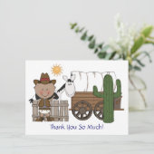 Carte De Remerciements Joli bébé garçon cheval poney personnalisé western (Debout devant)