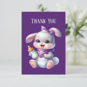 Carte De Remerciements Joli bébé lapin ajouter un message (Debout devant)