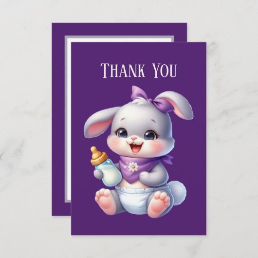 Carte De Remerciements Joli bébé lapin ajouter un message (Devant / Derrière)