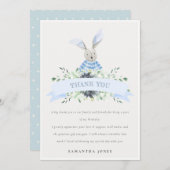 Carte De Remerciements Joli Bleu Aqua Bunny Foliver N'Importe Quel Âge An (Devant / Derrière)