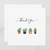 Carte De Remerciements Joli cactus verdure fleur (Devant / Derrière)