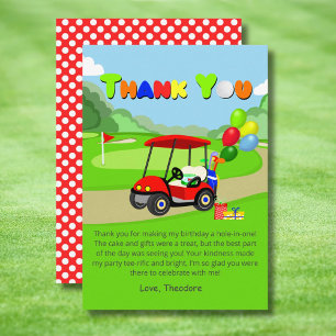 Carte De Remerciements Joli chariot de golf rouge pour garçon de 1 an