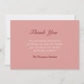 Carte De Remerciements Joli chat et cadeaux | Fête d'anniversaire rose (Dos)