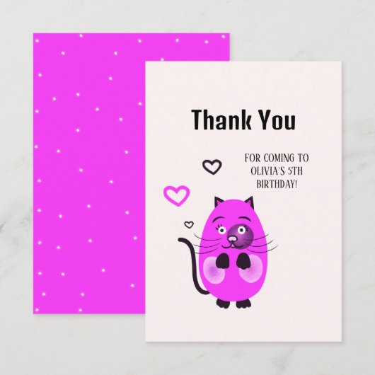 Carte De Remerciements Joli chat lilas (Devant / Derrière)
