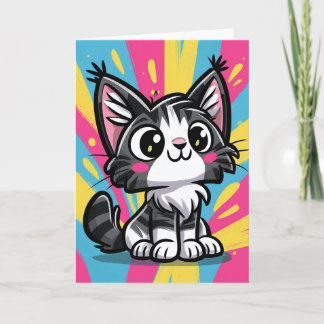 Carte De Remerciements Joli Chat Maine Coon Pop Art Dessin Animé
