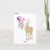 Carte De Remerciements Joli Cheval avec Fleurs Rose et Périwinkle (Dos)