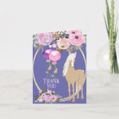 Carte De Remerciements Joli Cheval avec Fleurs Rose et Périwinkle (Devant)