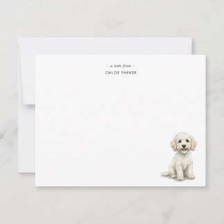 Carte De Remerciements Joli Chien Cockapoo Blanc Aquarelle Plat