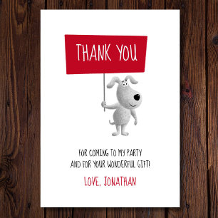 Carte De Remerciements Joli chien de dessin animé Chien Chiot Signe de re