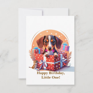Carte De Remerciements Joli chiot dans du papier d'emballage de boîte cad