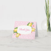 Carte De Remerciements Joli citrons roses Floral Girl Baby shower (Devant)
