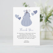 Carte De Remerciements Joli Citrouille bleu Bow Script Baby shower garçon (Debout devant)
