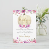 Carte De Remerciements Joli Citrouille Floral rose Baby shower poème Merc (Debout devant)