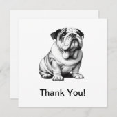 Carte De Remerciements Joli croquis de bulldog noir et blanc (Devant / Derrière)