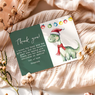 Carte De Remerciements Joli dinosaure de Noël
