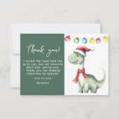 Carte De Remerciements Joli dinosaure de Noël (Devant)