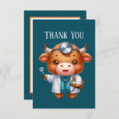 Carte De Remerciements Joli Docteur ajouter un message Vache Highland (Devant / Derrière)